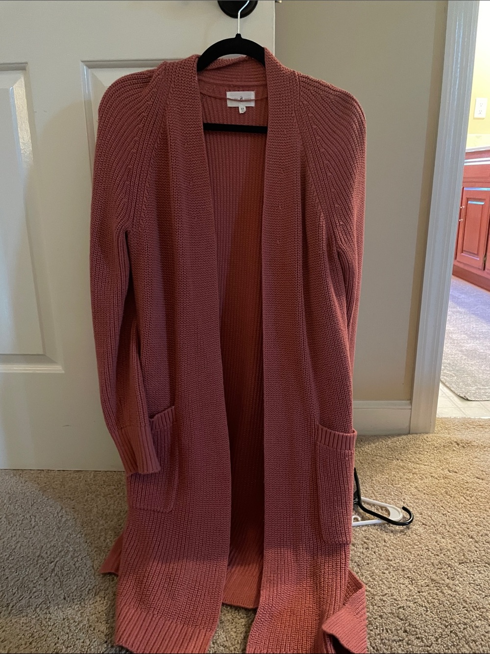 Lou & Grey Dusty Rose Long Open-Front Cardigan